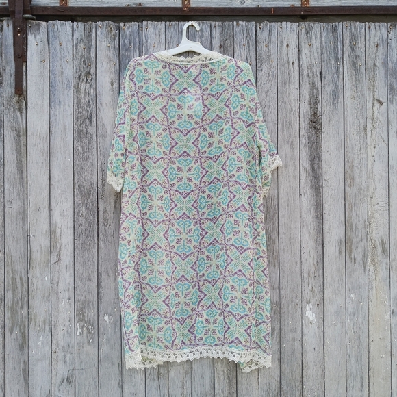 Lularoe Chloe Womens Sz Small Chiffon Lace Edge Kimono Overlay Shrug Bohemian - Picture 2 of 6